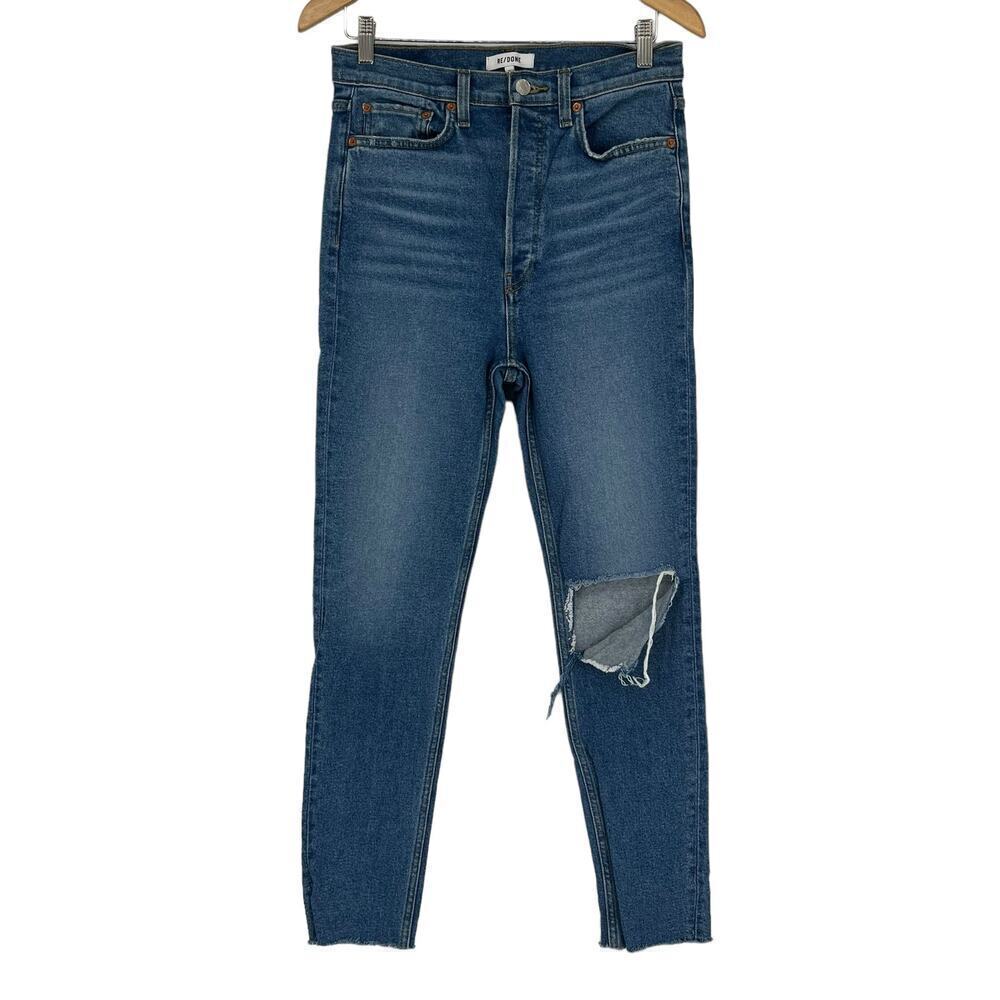 RE/DONE Jeans 90’s Skinny Ultra High Rise Broken Through w/ Rips Size 28 - Picture 4 of 14